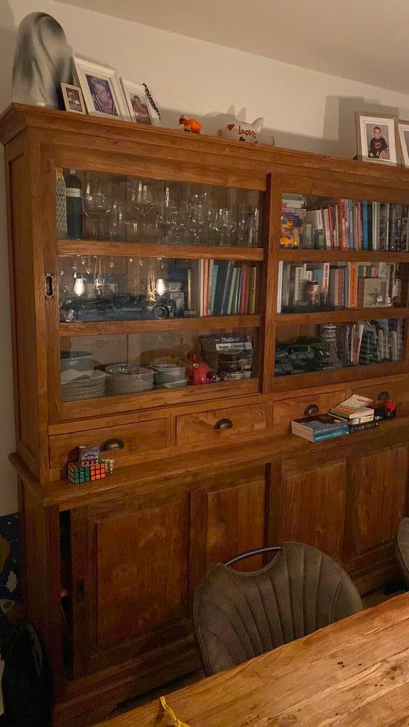 Teak houten buffetkast, Huis en Inrichting, Kasten | Buffetkasten, Zo goed als nieuw, 200 cm of meer, 150 tot 200 cm, 50 tot 75 cm