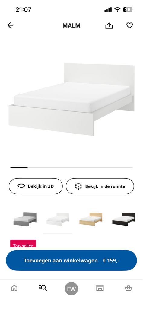 MALM IKEA bed 140x200 + matras, Huis en Inrichting, Slaapkamer | Bedden, Gebruikt, Twijfelaar, 140 cm, 200 cm, Hout, Wit, Ophalen