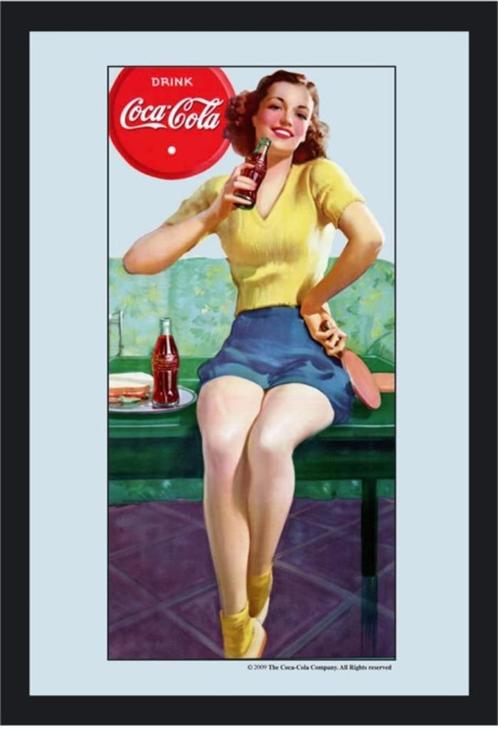 Coca Cola pinup geel reclame spiegel wand decoratie deco, Verzamelen, Merken en Reclamevoorwerpen, Nieuw, Reclamebord, Ophalen of Verzenden