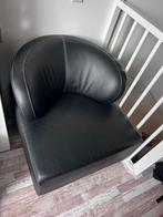 Zwarte Lederen Fauteuil, Huis en Inrichting, Fauteuils, Ophalen, Gebruikt, 75 tot 100 cm, Modern