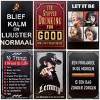 Happy Hour cocktails pinup reclamebord van metaal wandbord, Info@deconoord.nl, Deco Noord, Nieuw, Ophalen of Verzenden