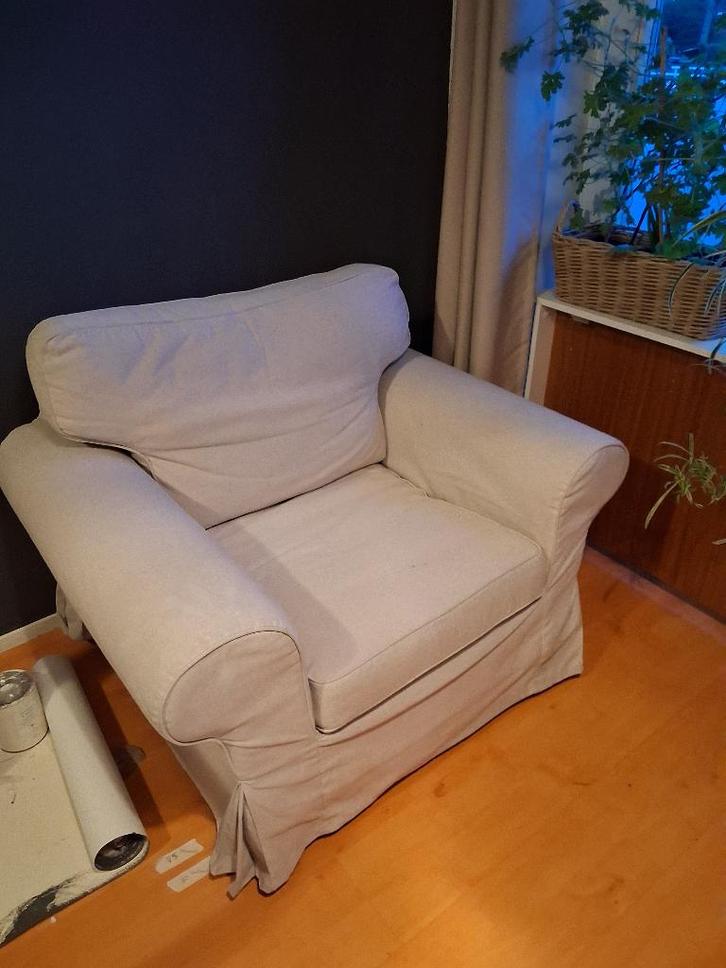 Ektorp fauteuil beige, Huis en Inrichting, Fauteuils, Gebruikt, Stof, 100 tot 125 cm, 75 tot 100 cm, Ophalen