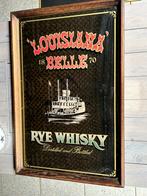 Vintage reclame spiegel tekst Louisiana Belle Rye Whisky, Ophalen, Rechthoekig, Minder dan 50 cm, Minder dan 100 cm