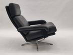 Vintage fauteuil Leolux zwart leren draaistoel easy chair, Huis en Inrichting, Fauteuils, Ophalen, Gebruikt, ., 75 tot 100 cm