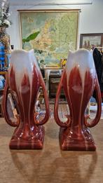Art Deco Vazen van Faience de Thulin - Bourgondisch Rood, Aardewerk of Porselein, Ophalen of Verzenden, Zo goed als nieuw, Minder dan 50 cm