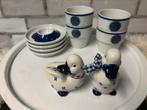 Mooie blauw met wit  servies eierdopjes bekers kopjes schaal, Ophalen of Verzenden
