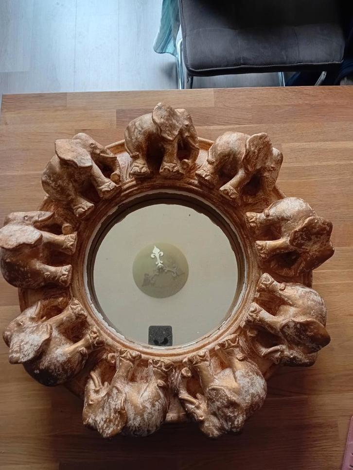 Alan Wallis spiegel omringd met olifanten, Antiek en Kunst, Antiek | Spiegels, Minder dan 100 cm, Ophalen of Verzenden