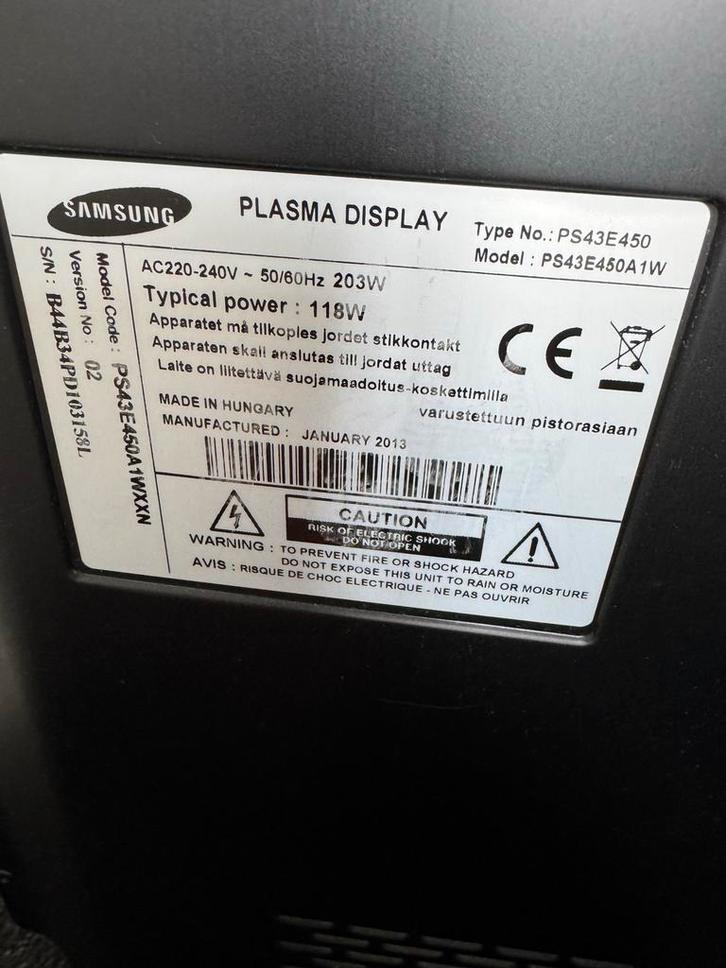 Samsung PS43E450A1W Plasma TV, Audio, Tv en Foto, Televisies, Gebruikt, LCD, 100 cm of meer, HD Ready (720p), Samsung, 50 Hz, Ophalen of Verzenden