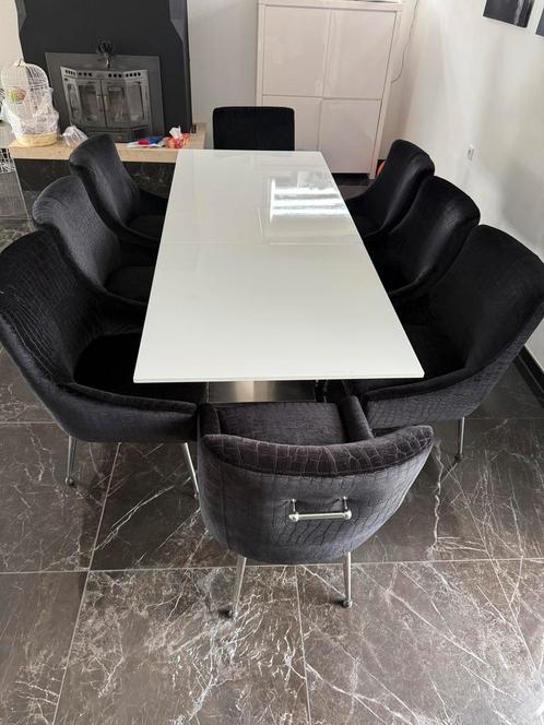 Eettafel met 8 stoelen, Huis en Inrichting, Tafels | Eettafels, Zo goed als nieuw, 50 tot 100 cm, 150 tot 200 cm, Vijf personen of meer