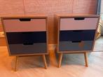 Twee Nachtkastjes, ieder met drie laden, Huis en Inrichting, Ophalen, Zo goed als nieuw, Minder dan 45 cm, 55 tot 70 cm