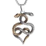 Viking ketting met 2 gevlochten slangen  Gothic - Punk - Emo, Ophalen, Nieuw, Zilver, Overige materialen