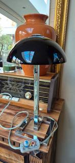 Vintage ufo Tafellamp - chroom en zwart lak, Antiek en Kunst, Antiek | Lampen, Ophalen of Verzenden