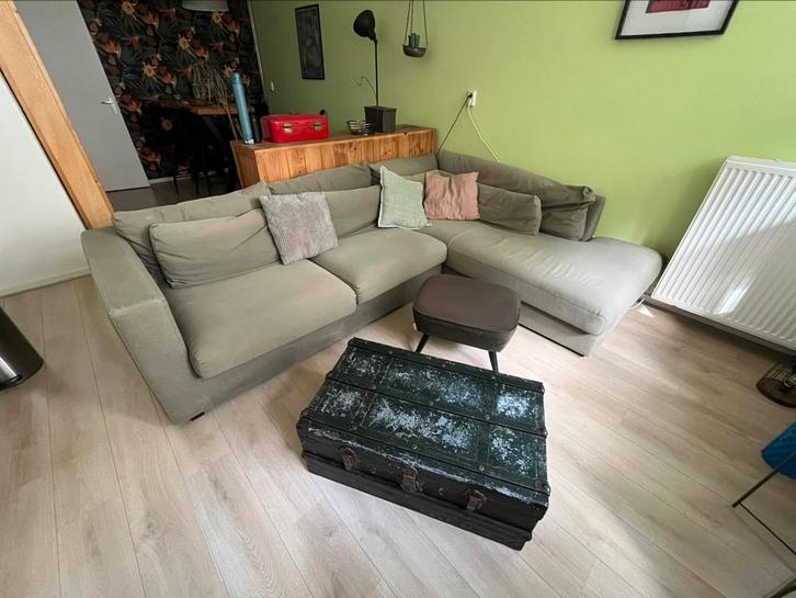 Zithoek Bank Umix, Hocker Woood, bijzettafel stijlvolle kist, Huis en Inrichting, Banken | Complete zithoeken, Zo goed als nieuw