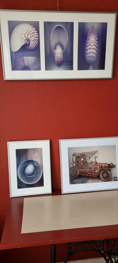 3 Kunstwerken met Lijst, Antiek en Kunst, Kunst | Tekeningen en Foto's, Ophalen