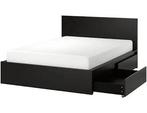 IKEA MALM BED 180x200, Ophalen, Zwart, Tweepersoons, Zo goed als nieuw
