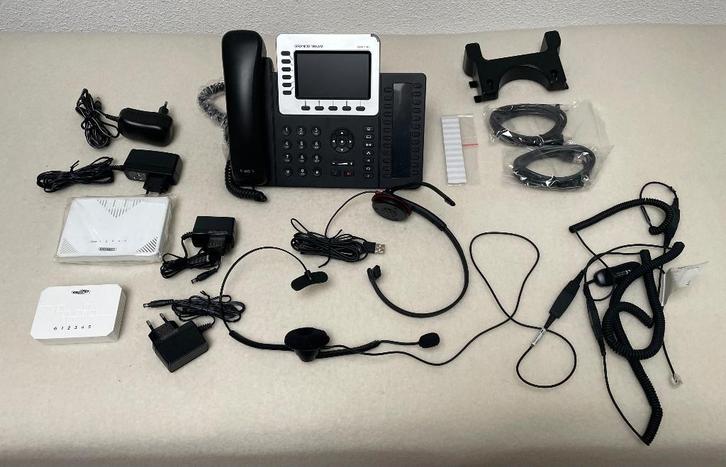 Grandstream GXP 2160 VOIP - Phone-set met headsets, Telecommunicatie, Telefooncentrales, Gebruikt, Overige typen, Ophalen of Verzenden