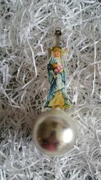 antieke kerstbal nr 374 model bal lange hals engel prent, Ophalen of Verzenden, Gebruikt