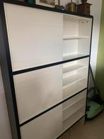 Zwart-wit kast voor CD's/opslag, Ophalen, Kunststof, Gebruikt, 100 tot 150 cm