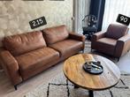 Cognac kleurige bank en stoel set, Huis en Inrichting, Ophalen, Gebruikt, Stof, Driepersoons