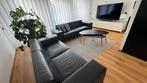 Zwarte leren bankstel - Strak design 2 1/2 en 3 1/2 zits, Ophalen, Zo goed als nieuw, Rechte bank, 200 tot 250 cm