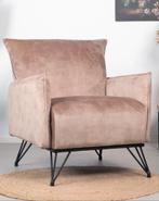 Bronx71 Velvet fauteuil Mika taupe, Ophalen, Zo goed als nieuw, 75 tot 100 cm, 50 tot 75 cm