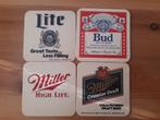 4 x Bierviltjes USA.   Budweiser/Bud & Miller, Ophalen of Verzenden, Nieuw, Viltje(s), Overige merken