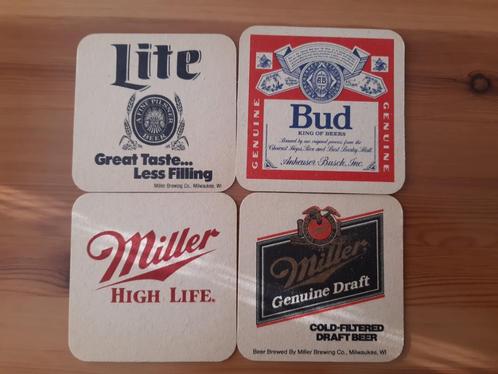 4 x Bierviltjes USA.   Budweiser/Bud & Miller, Verzamelen, Biermerken, Nieuw, Viltje(s), Overige merken, Ophalen of Verzenden