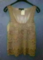 An'ge nude roze kleurige broderie top in laagjes S-M 28557