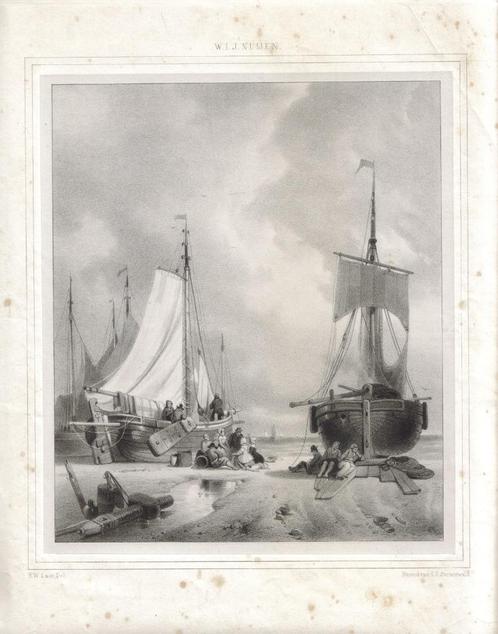 Wijnand Nuijen litho "Bootjes op het Zand", druk Steuerwald, Antiek en Kunst, Kunst | Litho's en Zeefdrukken, Ophalen