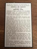 Uden, Ardina de Groot 1875 - 1958, Verzamelen, Bidprentjes en Rouwkaarten, Ophalen of Verzenden