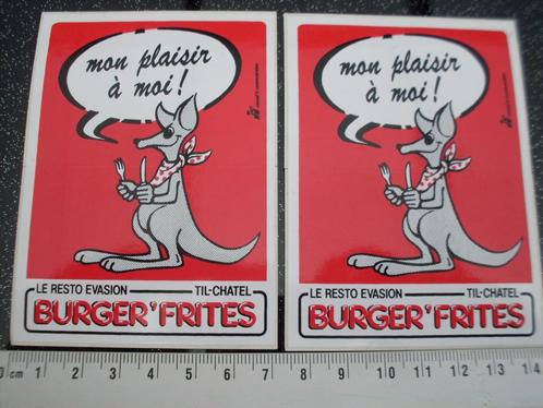 2x sticker burger'frites logo til-chatel kangaroe eten, Verzamelen, Stickers, Zo goed als nieuw, Merk, Verzenden