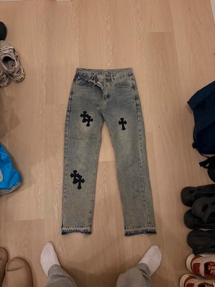 Chrome Hearts Jeans Heren Maat 30/S, Kleding | Heren, Spijkerbroeken en Jeans, Gedragen, Blauw, Ophalen of Verzenden