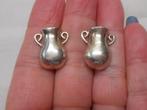 Antieke bijzondere zilveren schroef oorbellen kruik nr.481, Verzenden, Zilver, Oorbellen