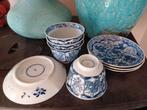 4 vingerkommetjes met schotel lange lijs mosa, Antiek en Kunst, Antiek | Servies los, Ophalen of Verzenden