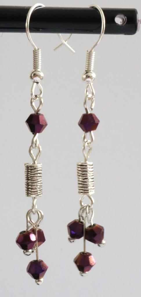 Oorbellen in glanzend paars en zilver, Sieraden, Tassen en Uiterlijk, Oorbellen, Nieuw, Hangers, Overige materialen, Paars, Ophalen of Verzenden