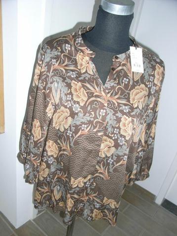 YAYA bruin gedessineerde blouse 3/4 mouw mt 42 kan 40, NIEUW beschikbaar voor biedingen