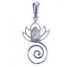 Lotus spiraal hanger van zilver met maansteen, Nieuw, Ophalen of Verzenden, Kruis of Symbool, Zilver