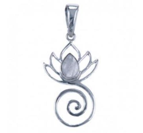 Lotus spiraal hanger van zilver met maansteen, Sieraden, Tassen en Uiterlijk, Kettinghangers, Nieuw, Zilver, Zilver, Kruis of Symbool
