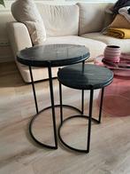 Marmeren bijzet tafel duo (Westwing), Minder dan 55 cm, Rond, Zo goed als nieuw, Ophalen