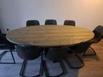 Massief houten, ovale, 8 persoons eettafel van 240x116, Huis en Inrichting, Ophalen, 100 tot 150 cm, 200 cm of meer, Zo goed als nieuw