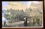 Cor Visser. 1903 - 1982. Houtsnede kade te Goes. Zeeland., Ophalen of Verzenden