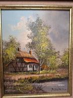 Olieverfschilderij R. Wolters - Boerderij, Antiek en Kunst, Kunst | Schilderijen | Klassiek, Ophalen of Verzenden