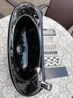 50x22cm Zwart vintage fonteintje incl kraan ondiep, Ophalen, Zo goed als nieuw, Zwart