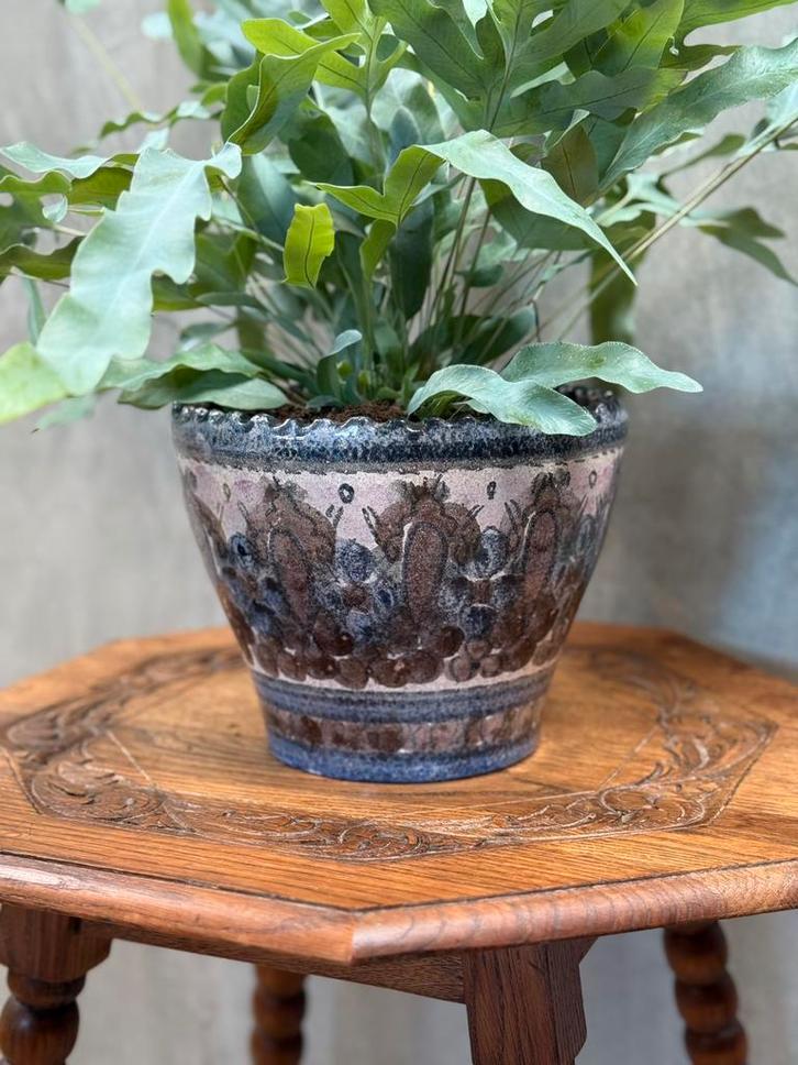 Vintage bloempot D.O.K., Tuin en Terras, Bloempotten, Zo goed als nieuw, Aardewerk, Binnen, Minder dan 40 cm, Minder dan 25 cm