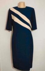 Nachtblauwe haute couture crêpe Georgette jurk by Edgar Vos, Blauw, Maat 38/40 (M), Zo goed als nieuw, Verzenden