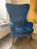 Blauw fluwelen Made fauteuil, Huis en Inrichting, Fauteuils, Ophalen, Zo goed als nieuw, Stof, 75 tot 100 cm