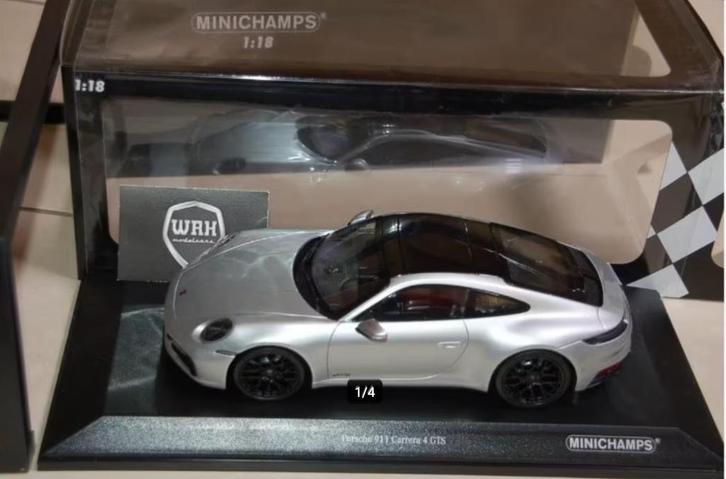 SALE !! PORSCHE 911 CARRERA 4 GTS 2020 SILVER Minichamps WRH, Hobby en Vrije tijd, Modelauto's | 1:18, Zo goed als nieuw, Auto