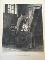Gravure 'De dorpsschoolmeester' (Willem Steelink Sr.), Antiek en Kunst, Ophalen of Verzenden
