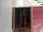 "Vintage TV Meubel - Glas & Hout - met draaibaar blad & wiel, Huis en Inrichting, Kasten | Televisiemeubels, Ophalen, Jaren 90/Retro/ eikenfineer met glas