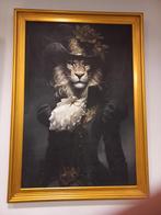 Leeuw Schilderij met Gouden Omlijsting - 97x70 cm, Antiek en Kunst, Kunst | Schilderijen | Klassiek, Ophalen of Verzenden